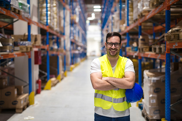 Portrait of middle aged warehouse worker