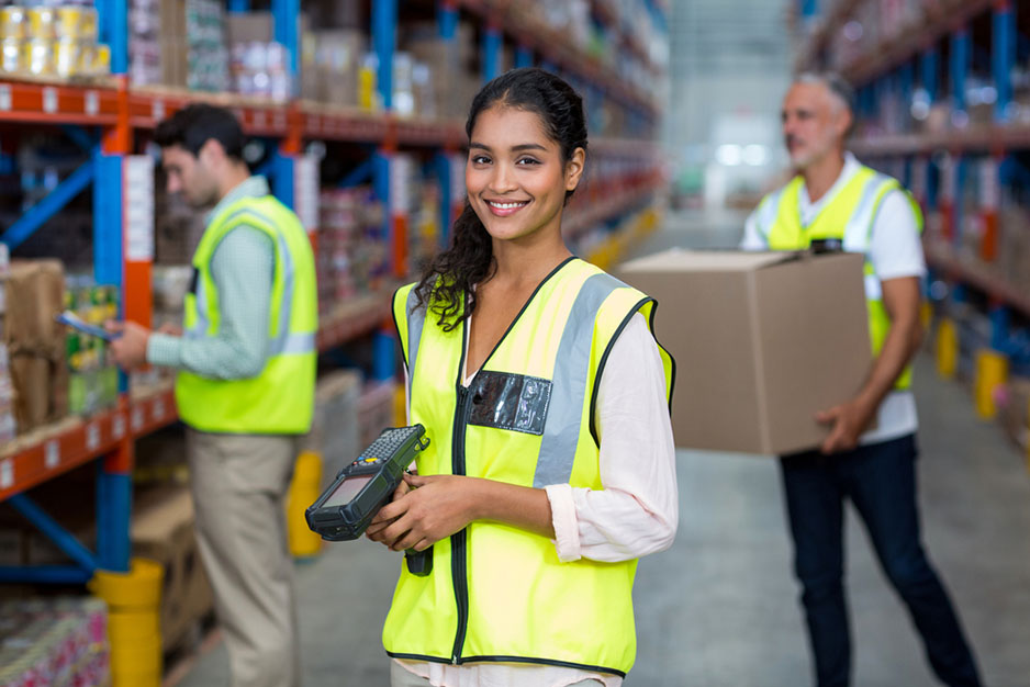 factory worker holding scanner