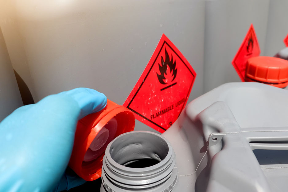 flammable warning label on containers