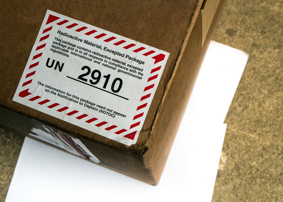 radioactive un label on box