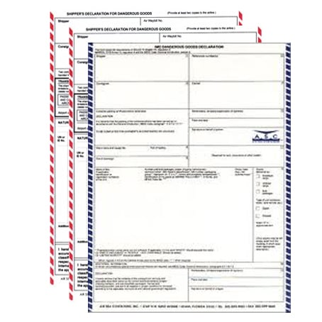 Formulario de declaración para mercancías peligrosas 