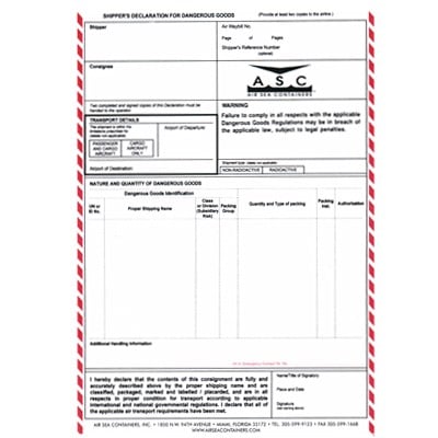 IATA (Aire) Formularios de declaración