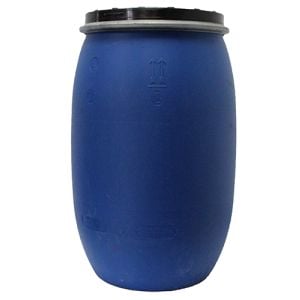 Football shaped plastic 30 Gallon Reconditioned Open-Head UN Rated Poly Drum with Ring Lock Lid