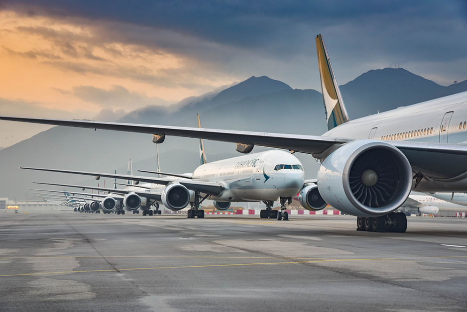 row of cargo planes