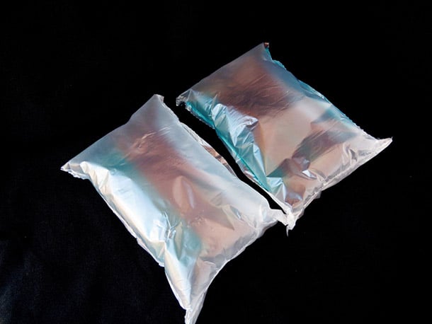Air cushioning bag on black
