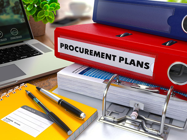Red Ring Binder with Inscription Procurement Plans