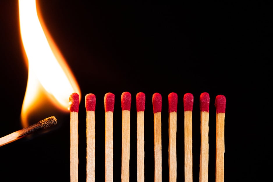 lit match row