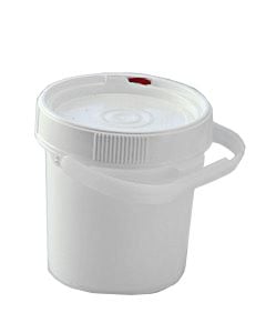 0.6 Gallon HDPE UN Certified Pail with Twist Off Lid and Grip Handle for easy twist.