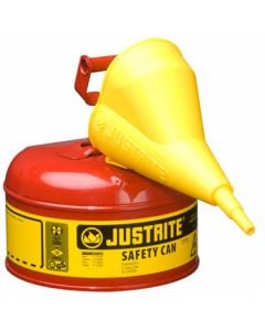 1 Gallon Justrite (4L) Steel Compliant Safety Type 1 Can for Flammables w/ Funnel