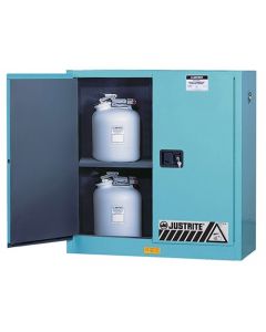 ChemCor® Corrosives/Acids Safety Cabinet, Cap. 30 gallons, 1 shelf, 2 manual-close doors, Blue.