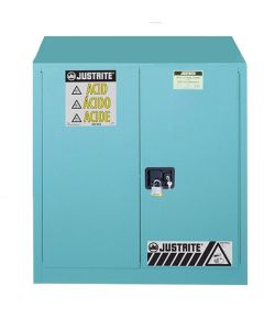 ChemCor® Corrosives/Acids Safety Cabinet, Cap. 30 gallons, 1 shelf, 2 self-close doors, Blue.