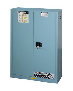 ChemCor® Corrosives/Acids Safety Cabinet, Cap. 45 gallons, 2 shelves, 2 manual-close doors, Blue.