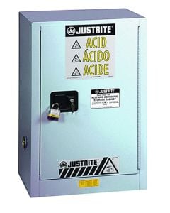 ChemCor® Under Fume Hood Corrosives/Acids Safety Cabinet, Cap. 15 gal, 1 shelf, 1 m/c rt. door, Silver.