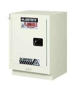 ChemCor® Under Fume Hood Corrosives/Acids Safety Cabinet, Cap. 15 gal, 1 shlf, 1 m/c lft door, LtNu.