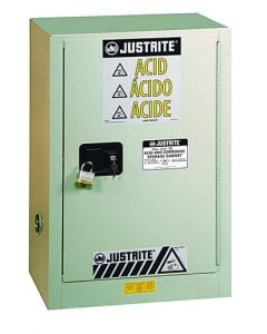ChemCor® Under Fume Hood Corrosives/Acids Safety Cabinet, Cap. 15 gal, 1 shlf, 1 s/c rt. door, LtNu.