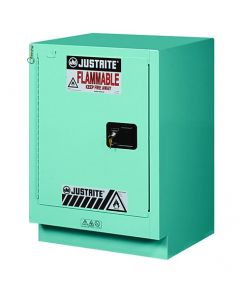 ChemCor® Under Fume Hood Corrosives/Acids Safety Cabinet, Cap. 15 gal, 1 shelf, 1 s/c lft door, Blue.
