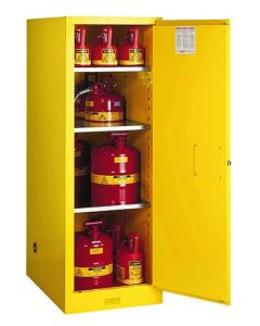 Sure-Grip® EX Deep Slimline Flammable Safety Cabinet, Cap. 54 gallons, 3 shlves, 1 sc door, Yellow.