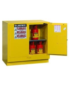 Sure-Grip® EX Undercounter Flammable Safety Cabinet, Cap. 22 gallons, 1 shelf, 2 s/c doors, Yellow.