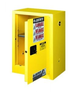 Sure-Grip® EX Compac Flammable Safety Cabinet, Cap. 12 gallons, 1 shelf, 1 mc door, Yellow.