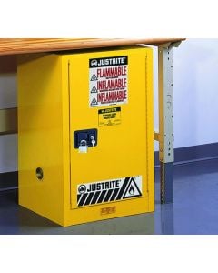 Sure-Grip® EX Compac Flammable Safety Cabinet, Cap. 12 gallons, 1 shelf, 1 s/c door, Yellow.