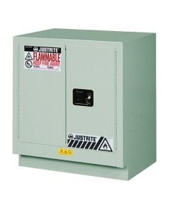 Under Fume Hood solvent/flammable liquid safety cabinet, Cap. 19 gal., 1 shelf, 2 m/c doors, Silver.