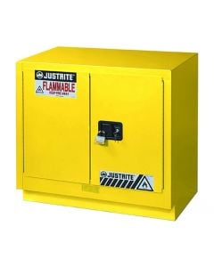 Under Fume Hood solvent/flammable liquid safety cabinet, Cap. 23 gal., 1 shelf, 2 m/c doors, Yellow.
