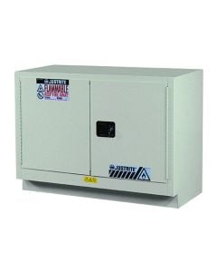 Under Fume Hood solvent/flammable liquid safety cabinet, Cap. 23 gal., 1 shelf, 2 s/c doors, Silver.