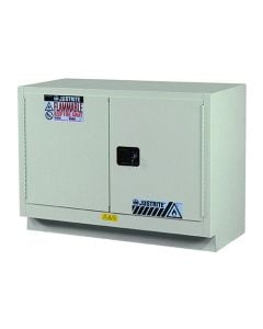 Under Fume Hood solvent/flammable liquid safety cabinet, Cap. 31 gal., 1 shelf, 2 m/c doors, Silver.