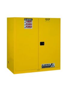 Sure-Grip® EX Vertical Drum Safety Cabinet and Drum Support, Cap. 110 gal., 1 shlf, 2 s/c drs, Yellow.