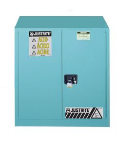 Sure-Grip® EX Corrosives/Acid Steel Safety Cabinet, Cap. 30 gallons, 1 shelf, 2 s/c doors, Blue.