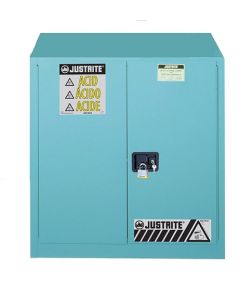 Sure-Grip® EX Corrosives/Acid Stl Safety Cabinet, Dims. 35H, Cap. 30 gal., 1 shlf, 2 m/c drs, Blue.