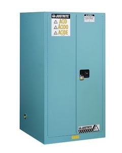Sure-Grip® EX Corrosives/Acid Steel Safety Cabinet, Cap. 60 gallons, 2 shelves, 2 s/c doors, Blue.