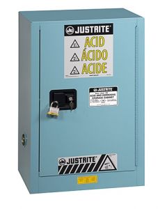 Sure-Grip® EX Compac Corrosives/Acid Steel Safety Cabinet, Cap. 12 gal., 1 shelf, 1 s/c door, Blue.