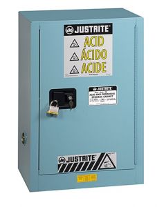 Sure-Grip® EX Compac Corrosives/Acid Steel Safety Cabinet, Cap. 15 gal., 1 shelf, 1 m/c door, Blue.