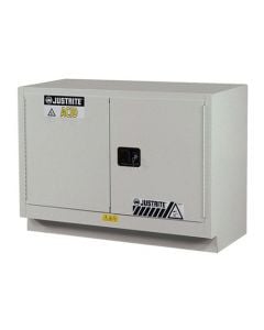 ChemCor® Under Fume Hood CorrosivesAcids Safety Cabinet, Cap. 31 gal., 1 shelf, 2 sc doors, Silver.