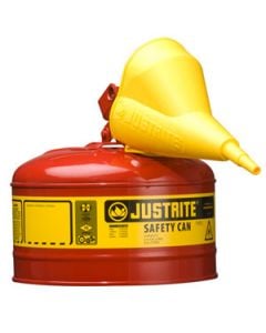 2.5 Gallon Justrite (9.5L) Steel Compliant Safety Type 1 Can for Flammables w/ Funnel