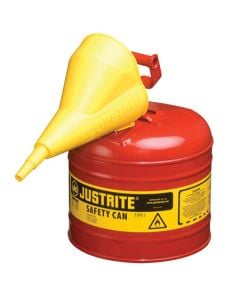 2 Gallon Justrite (7.5L) Steel Compliant Safety Type 1 Can for Flammables w/ Funnel