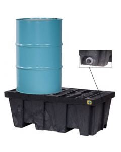 2 Drum EcoPolyBlend Spill Control Pallet, With Drain