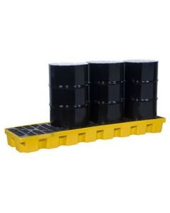 Justrite® 4 Drum EcoPolyBlend Spill Control Pallet (In-Line), No Drain, Yellow