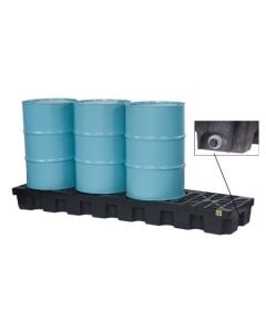 Justrite® 4 Drum EcoPolyBlend Spill Control Pallet (In-Line), With Drain