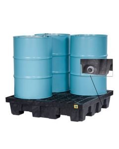 4 Drum EcoPolyBlend Spill Control Pallet (Squared), With Drain