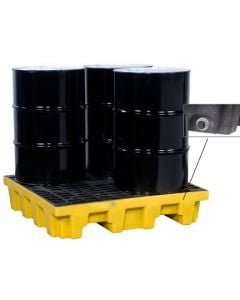 Justrite® 4 Drum EcoPolyBlend Spill Control Pallet (Squared), With Drain, Yellow