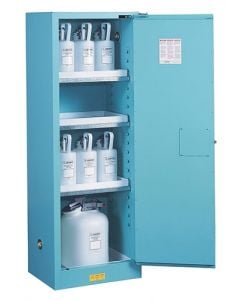 Sure-Grip® EX Slimline Corrosives/Acid Steel Safety Cabinet, Cap. 22 gal, 3 shlves, 1 s/c door, Blu.