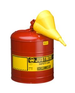 5 Gallon Justrite (19L) Steel Compliant Safety Type 1 Can for Flammables w/ Funnel
