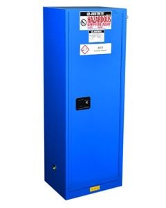 ChemCor® Slimline Hazardous Material Safety Cabinet, Cap. 22 gal, 3 shlvs, 1 s/c dr, Royal Blue.