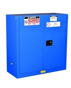 ChemCor® Hazardous Material Safety Cabinet, Cap. 30 gal., 1 shelf, 2 self-close doors, Royal Blue.