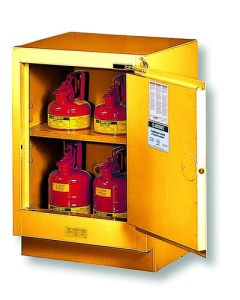 Under Fume Hood solvent/flammable liquid safety cabinet, Cap. 15 gal., 1 shlf, 1 mc rgt door, Yellow.