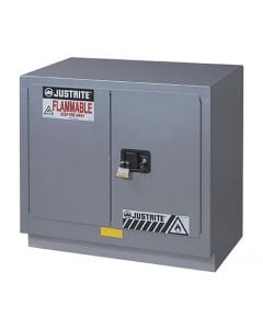 Under Fume Hood solvent/flammable liquid safety cabinet, Cap. 23 gal., 1 shelf, 2 m/c doors, Silver.