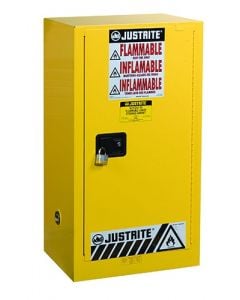Sure-Grip® EX Compac Flammable Safety Cabinet, Cap. 15 gallons, 1 shelf, 1 s/c door, Yellow.
