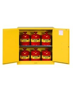 Sure-Grip® EX Safety CabinetCan Package, Cap. 30-gal. cabinet wcans, 2 shlvs, 2 mc doors, Yellow